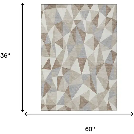 Ivory And Silver Geometric Washable Indoor Outdoor Area Rug Photo 5