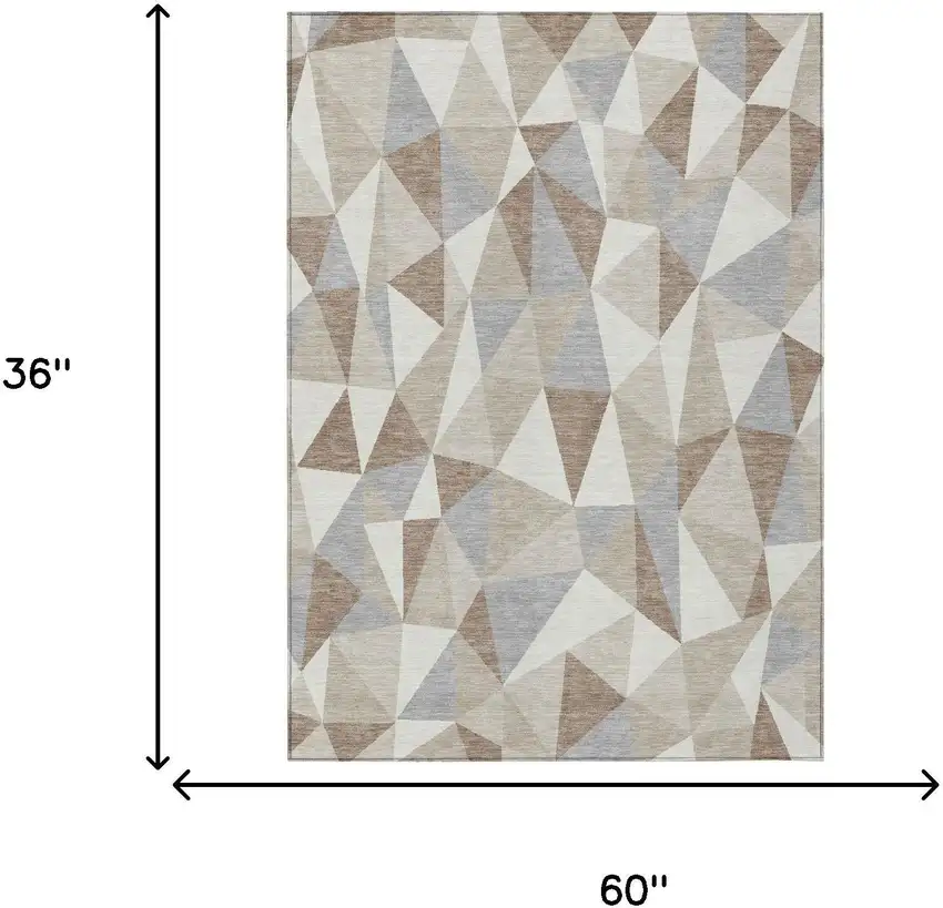 Ivory And Silver Geometric Washable Indoor Outdoor Area Rug Photo 5
