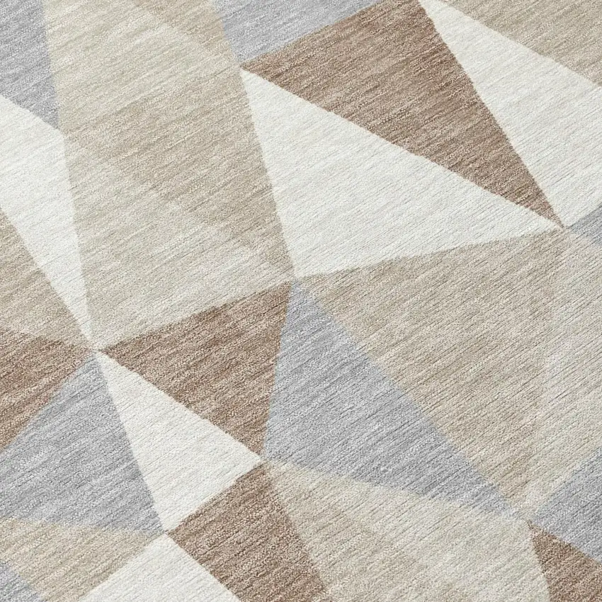 Ivory And Silver Geometric Washable Indoor Outdoor Area Rug Photo 4