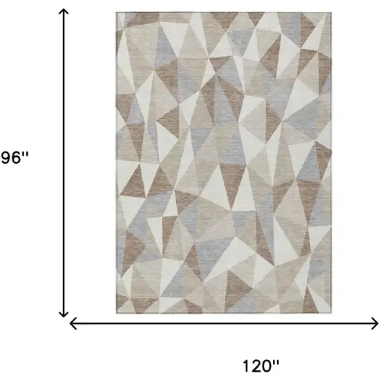 Ivory And Silver Geometric Washable Indoor Outdoor Area Rug Photo 5