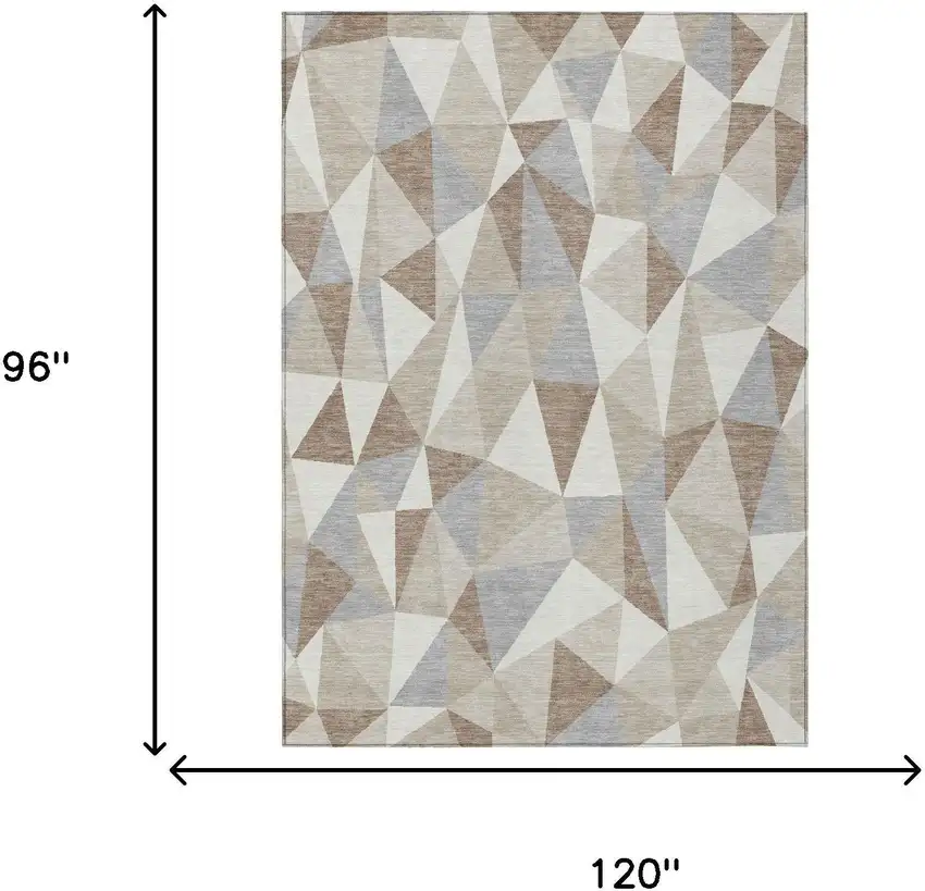 Ivory And Silver Geometric Washable Indoor Outdoor Area Rug Photo 5
