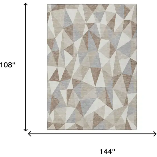 Ivory And Silver Geometric Washable Indoor Outdoor Area Rug Photo 5