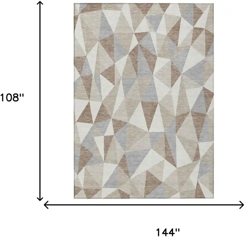 Ivory And Silver Geometric Washable Indoor Outdoor Area Rug Photo 5