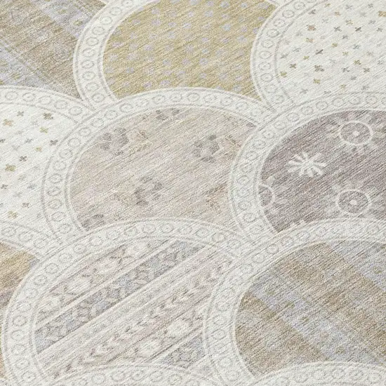Ivory And Silver Geometric Washable Indoor Outdoor Area Rug Photo 4