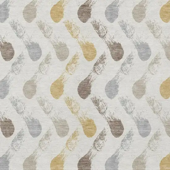 Ivory And Silver Geometric Washable Indoor Outdoor Area Rug Photo 2