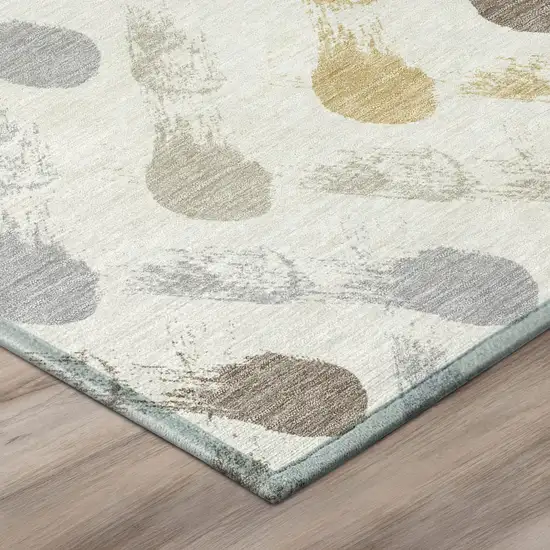 Ivory And Silver Geometric Washable Indoor Outdoor Area Rug Photo 4