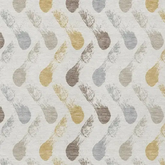 Ivory And Silver Geometric Washable Indoor Outdoor Area Rug Photo 2