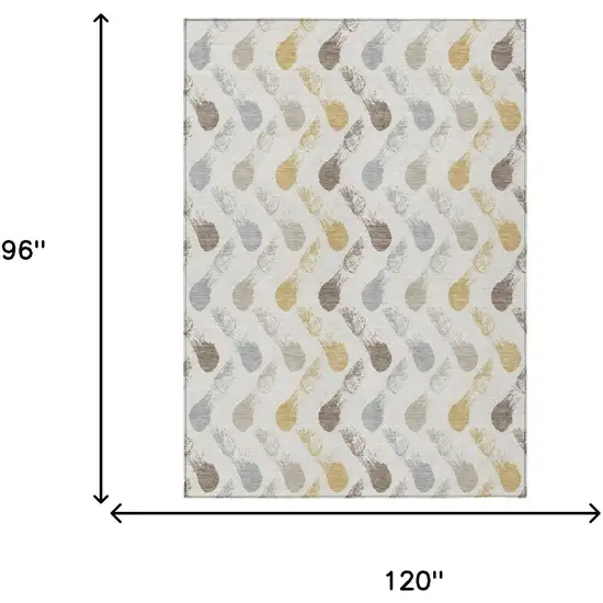 Ivory And Silver Geometric Washable Indoor Outdoor Area Rug Photo 6