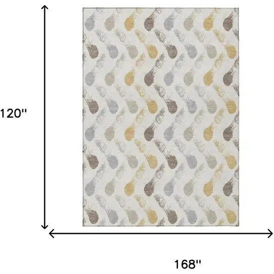 Ivory And Silver Geometric Washable Indoor Outdoor Area Rug Photo 6