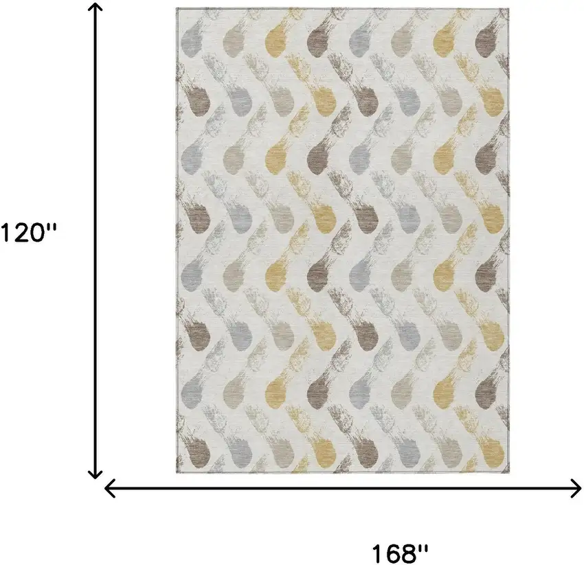 Ivory And Silver Geometric Washable Indoor Outdoor Area Rug Photo 6