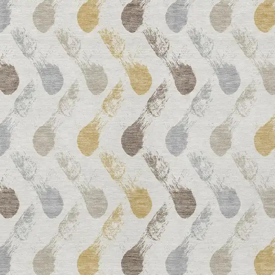 Ivory And Silver Geometric Washable Indoor Outdoor Area Rug Photo 2