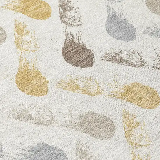 Ivory And Silver Geometric Washable Indoor Outdoor Area Rug Photo 5