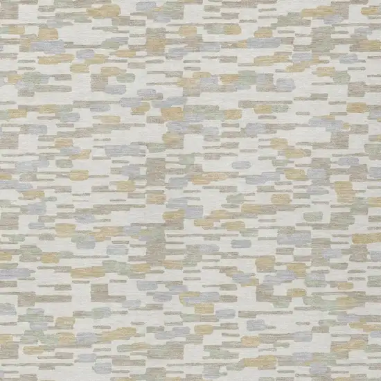 Ivory And Silver Geometric Washable Indoor Outdoor Area Rug Photo 2
