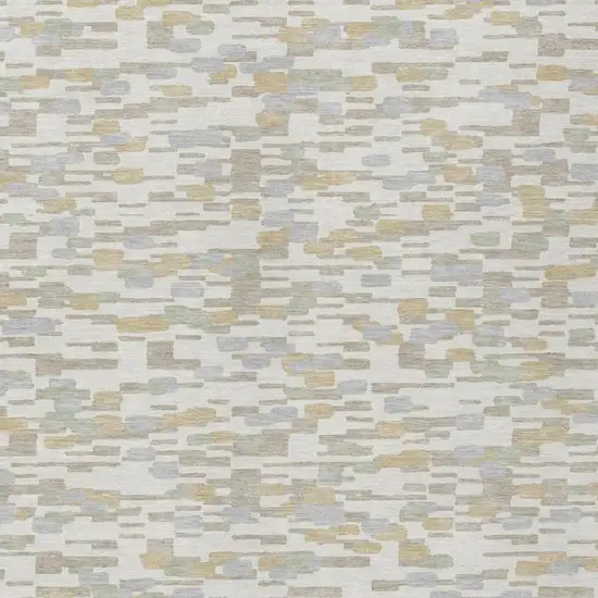 Ivory And Silver Geometric Washable Indoor Outdoor Area Rug Photo 3
