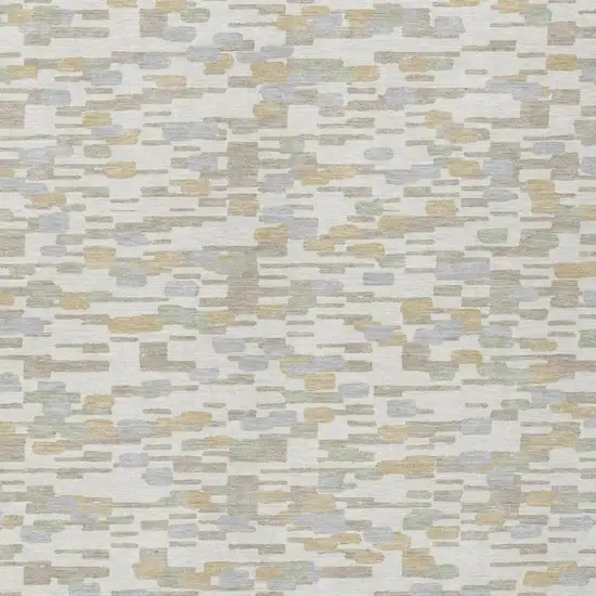 Ivory And Silver Geometric Washable Indoor Outdoor Area Rug Photo 1