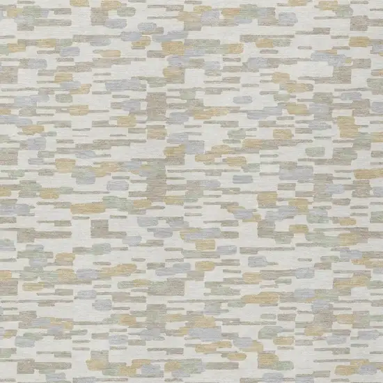 Ivory And Silver Geometric Washable Indoor Outdoor Area Rug Photo 1