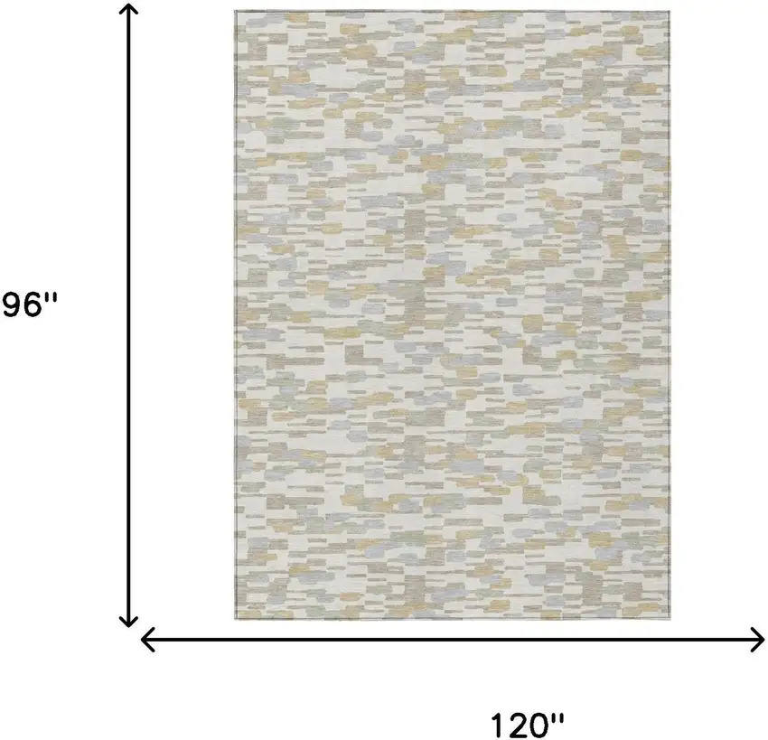 Ivory And Silver Geometric Washable Indoor Outdoor Area Rug Photo 6