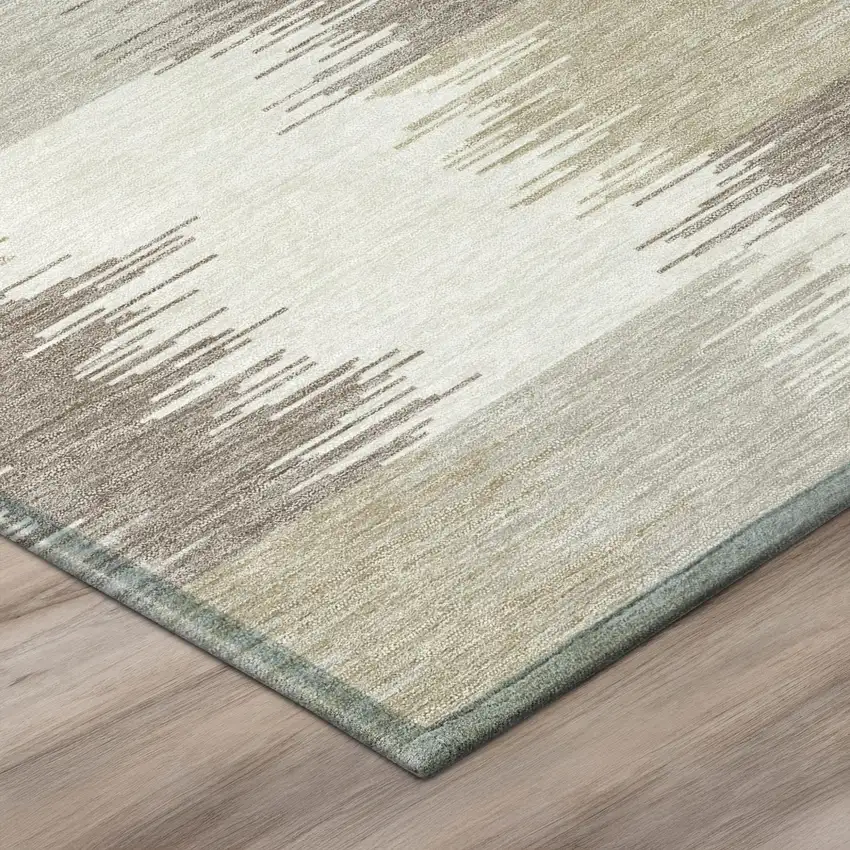 Ivory And Silver Geometric Washable Indoor Outdoor Area Rug Photo 4