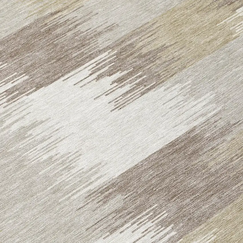 Ivory And Silver Geometric Washable Indoor Outdoor Area Rug Photo 5