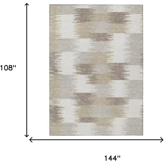 Ivory And Silver Geometric Washable Indoor Outdoor Area Rug Photo 6
