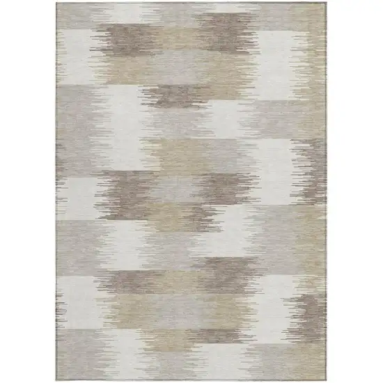 Ivory And Silver Geometric Washable Indoor Outdoor Area Rug Photo 3