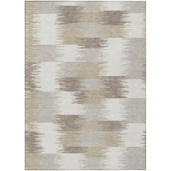 Ivory And Silver Geometric Washable Indoor Outdoor Area Rug Photo 2