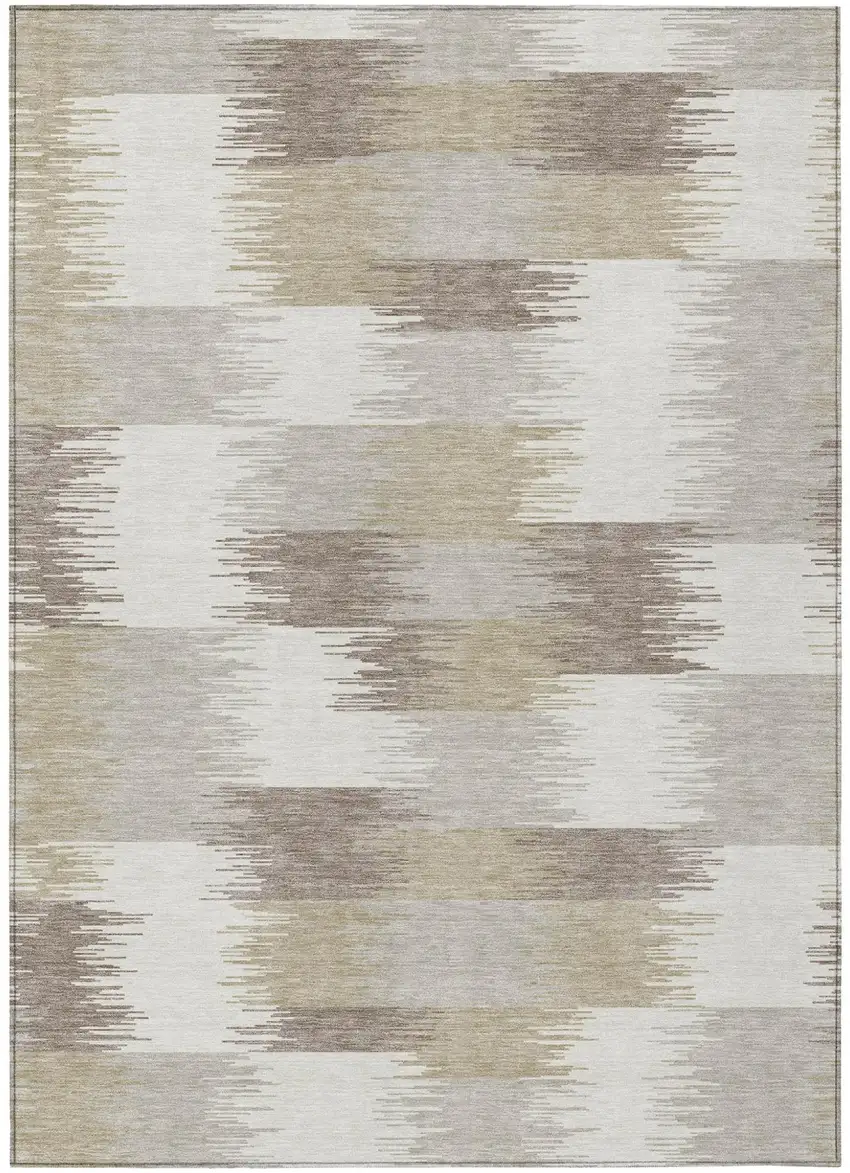 Ivory And Silver Geometric Washable Indoor Outdoor Area Rug Photo 2