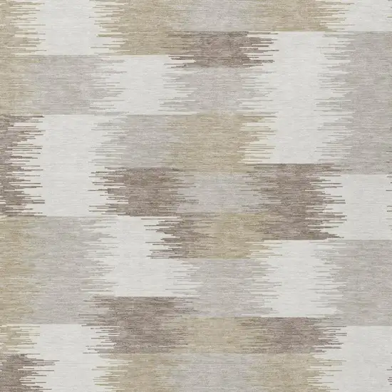 Ivory And Silver Geometric Washable Indoor Outdoor Area Rug Photo 1