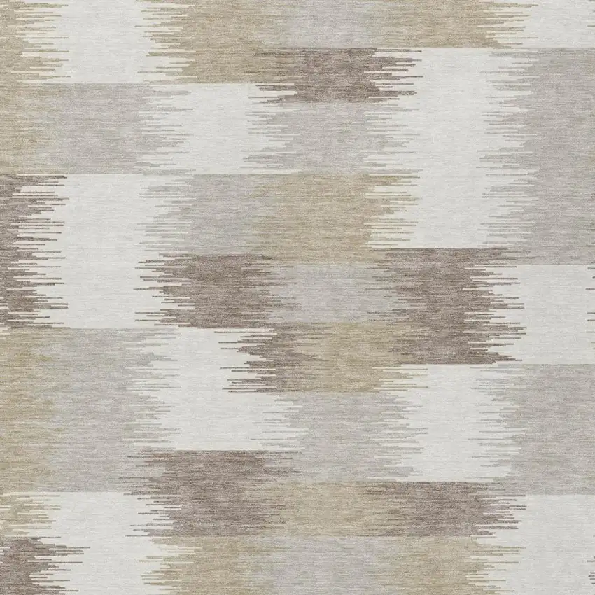 Ivory And Silver Geometric Washable Indoor Outdoor Area Rug Photo 1