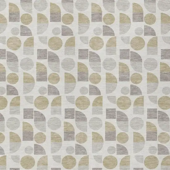 Ivory And Silver Geometric Washable Indoor Outdoor Area Rug Photo 3
