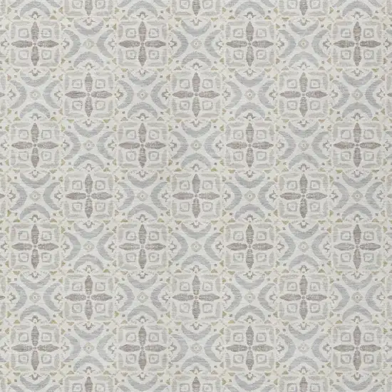 Ivory And Silver Geometric Washable Indoor Outdoor Area Rug Photo 1