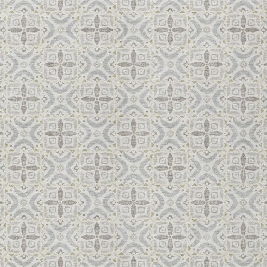 Ivory And Silver Geometric Washable Indoor Outdoor Area Rug Photo 1