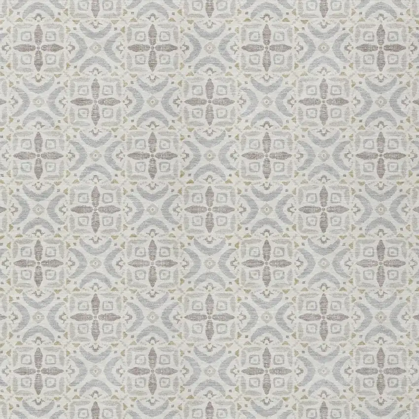 Ivory And Silver Geometric Washable Indoor Outdoor Area Rug Photo 3