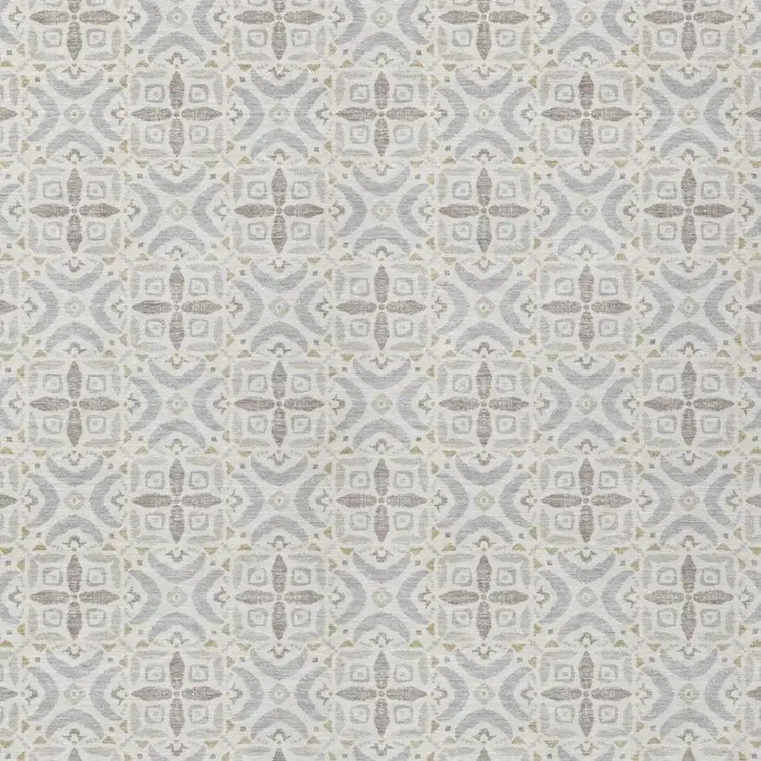 Ivory And Silver Geometric Washable Indoor Outdoor Area Rug Photo 2