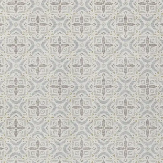 Ivory And Silver Geometric Washable Indoor Outdoor Area Rug Photo 2