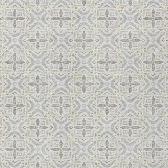 Ivory And Silver Geometric Washable Indoor Outdoor Area Rug Photo 1