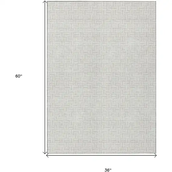 Ivory And Silver Geometric Washable Indoor Outdoor Area Rug Photo 3