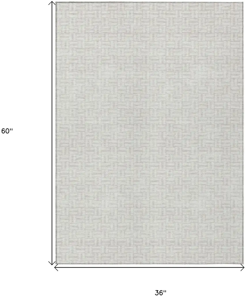 Ivory And Silver Geometric Washable Indoor Outdoor Area Rug Photo 3
