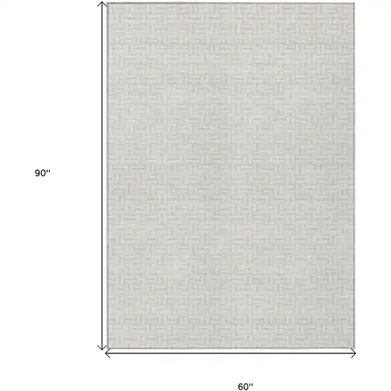 Ivory And Silver Geometric Washable Indoor Outdoor Area Rug Photo 3
