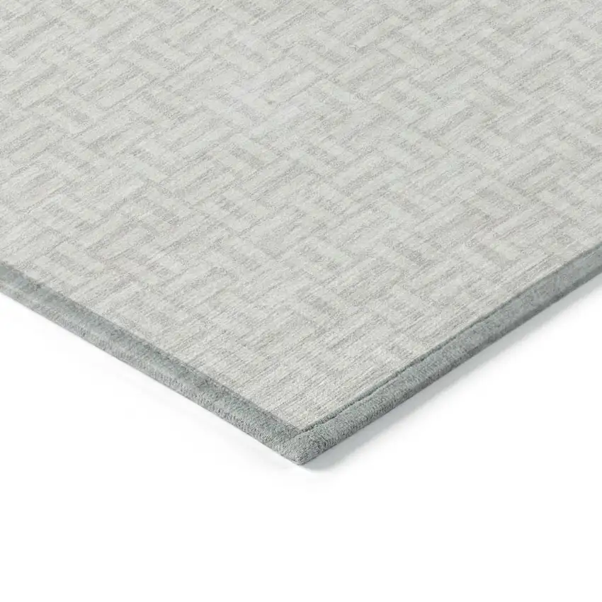 Ivory And Silver Geometric Washable Indoor Outdoor Area Rug Photo 5