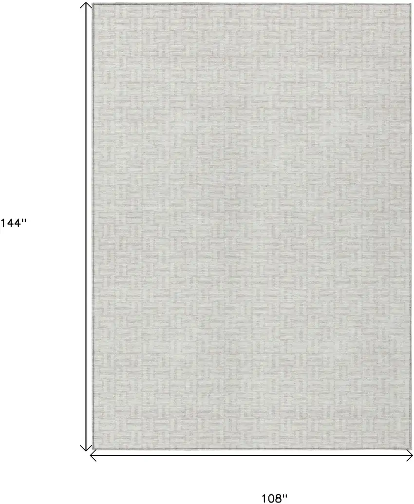 Ivory And Silver Geometric Washable Indoor Outdoor Area Rug Photo 3