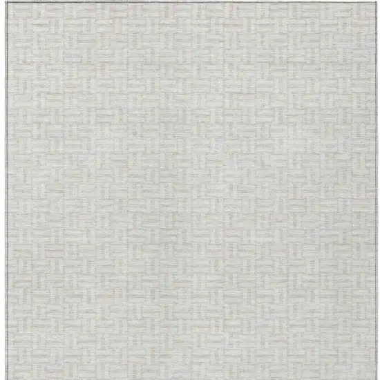 Ivory And Silver Geometric Washable Indoor Outdoor Area Rug Photo 7