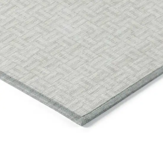 Ivory And Silver Geometric Washable Indoor Outdoor Area Rug Photo 5