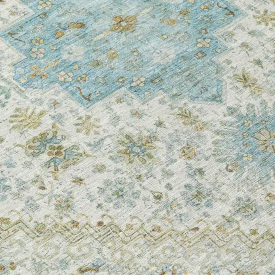 Ivory And Silver Oriental Washable Indoor Outdoor Area Rug Photo 4