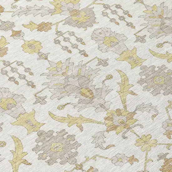 Ivory And Silver Oriental Washable Indoor Outdoor Area Rug Photo 4
