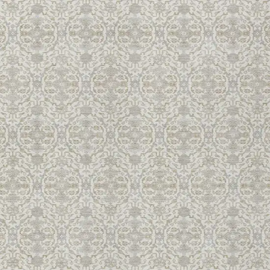 Ivory And Silver Oriental Washable Indoor Outdoor Area Rug Photo 1