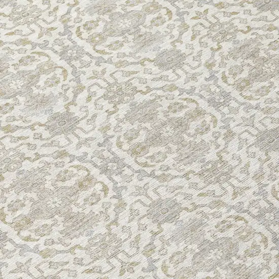 Ivory And Silver Oriental Washable Indoor Outdoor Area Rug Photo 5