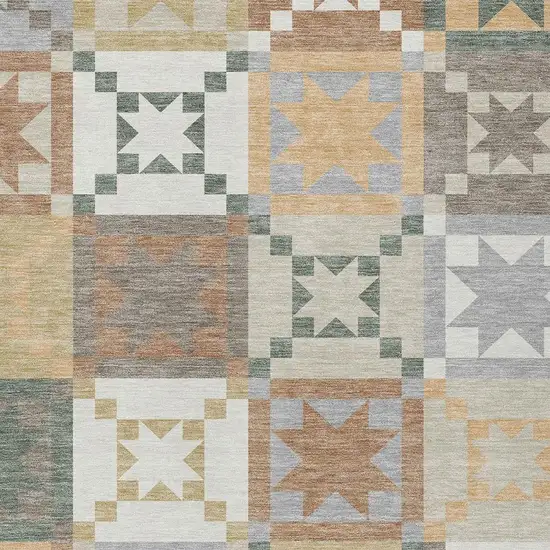 Ivory And Silver Patchwork Washable Indoor Outdoor Area Rug Photo 2