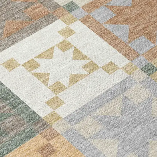 Ivory And Silver Patchwork Washable Indoor Outdoor Area Rug Photo 9