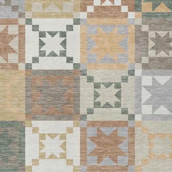 Ivory And Silver Patchwork Washable Indoor Outdoor Area Rug Photo 2